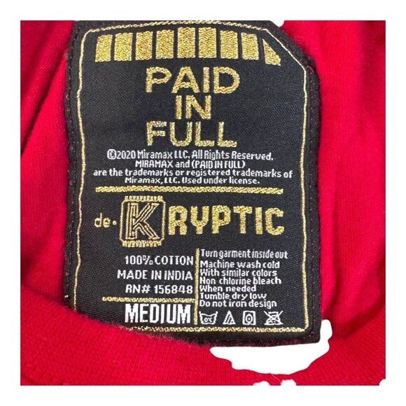 Cam'ron Paid In Full Shirt Men’s Medium Red Dipset Rap Tee Kryptic Music - Picture 4 of 5